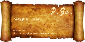 Petyka Zseni névjegykártya